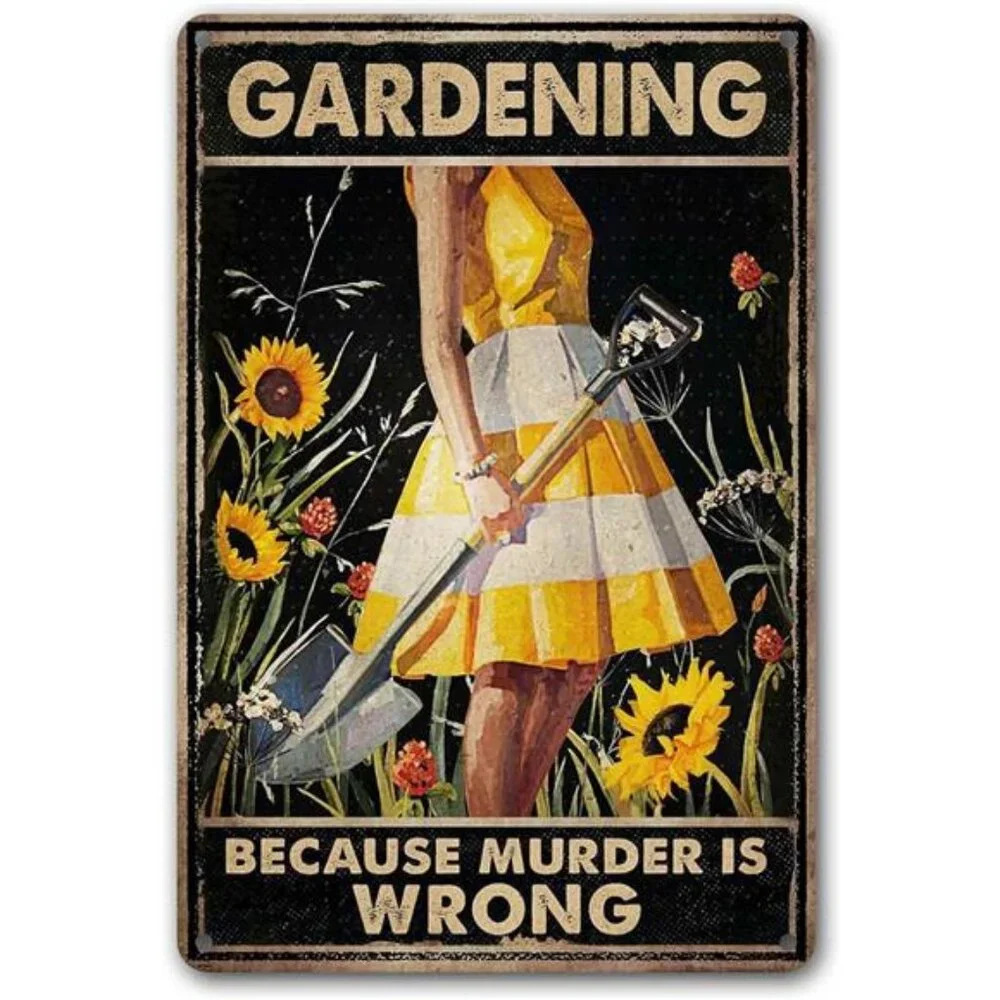 Funny Garden Decor Garden Gifts Gardening Because Murder Is Wrong Metal Garden